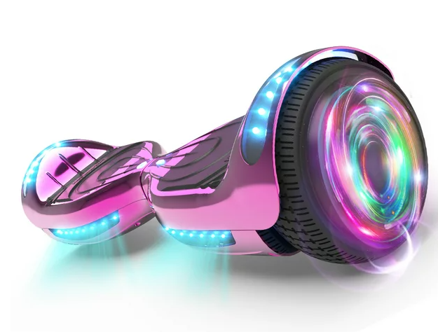 thumbnail video image 2 of Hoverstar Flash Wheel Hover board 6.5 In. Bluetooth Speaker with LED Light Self Balancing Wheel Electric Scooter , Chrome Rose gold, 2 of 7