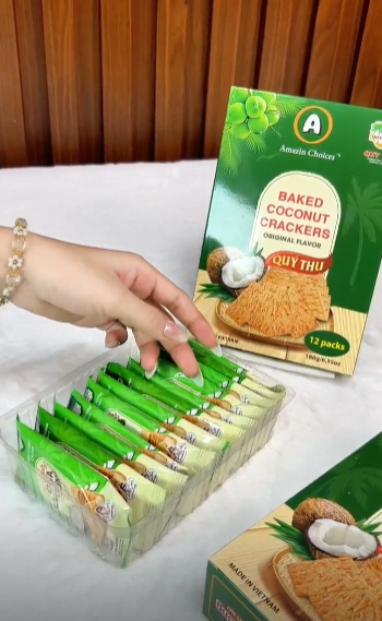 thumbnail video image 2 of Amazin Choices Baked Coconut Crackers Healthy Crackers Vegan Snack, 7.4 Oz, 2 of 7