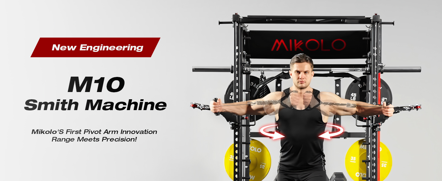 thumbnail video image 2 of Mikolo Smith Machine Home Gym, All-in-One Power Rack with Smith Cage and Functional Trainer, Squat Rack with 2:1 Dual Pulley Cable System and Extended Forward Reach, Vertical Leg Press, 2 of 14