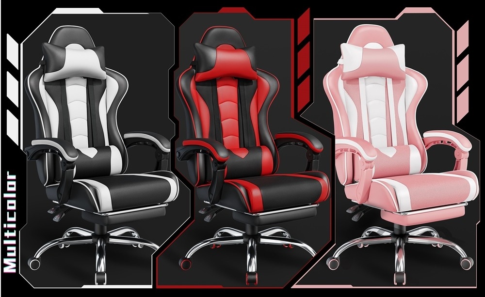 fua accessery door（M）サーモンピンク Alden Design Ergonomic Gaming Chair with Slide Out Footrest