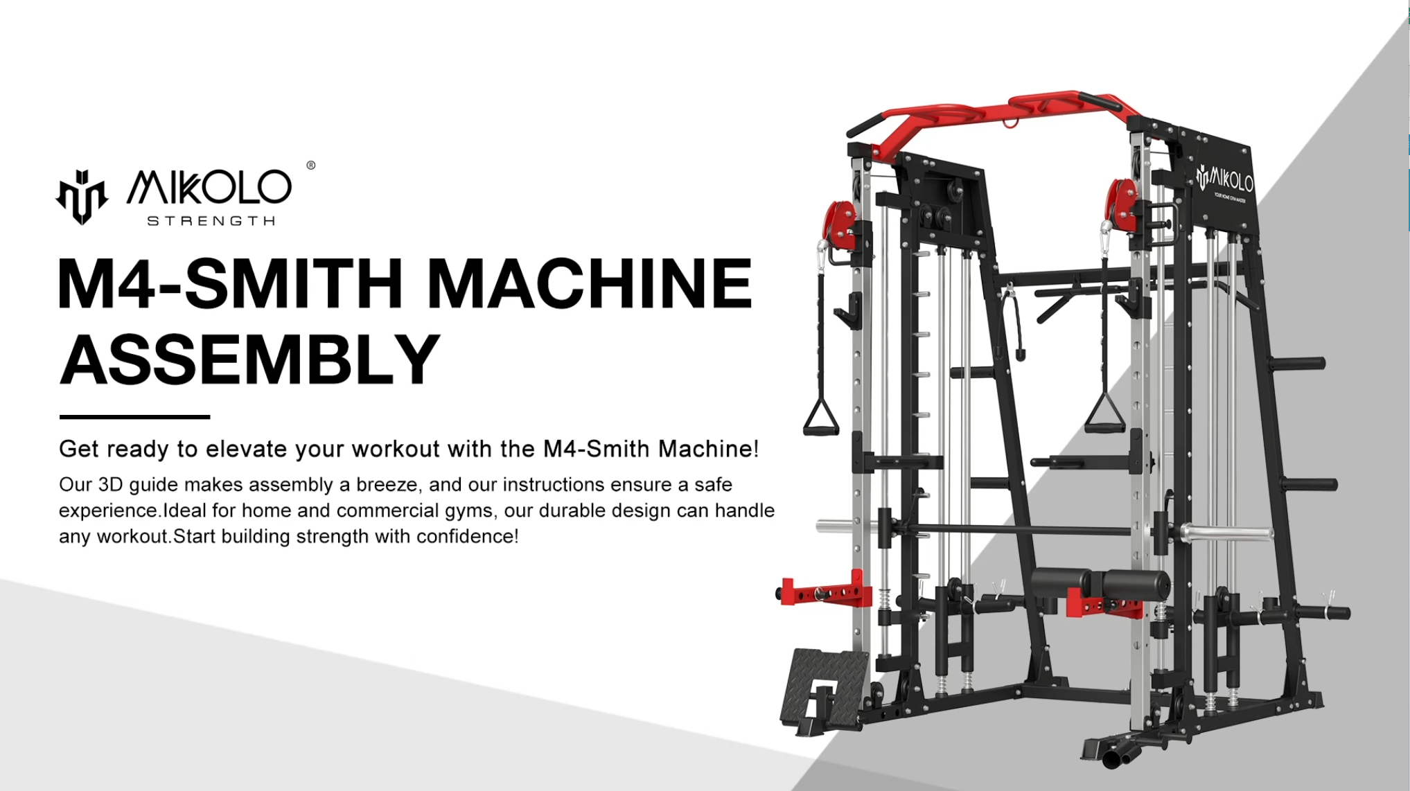 Mikolo Smith Machine, 2000 lbs Squat Rack, Red Training Equipment