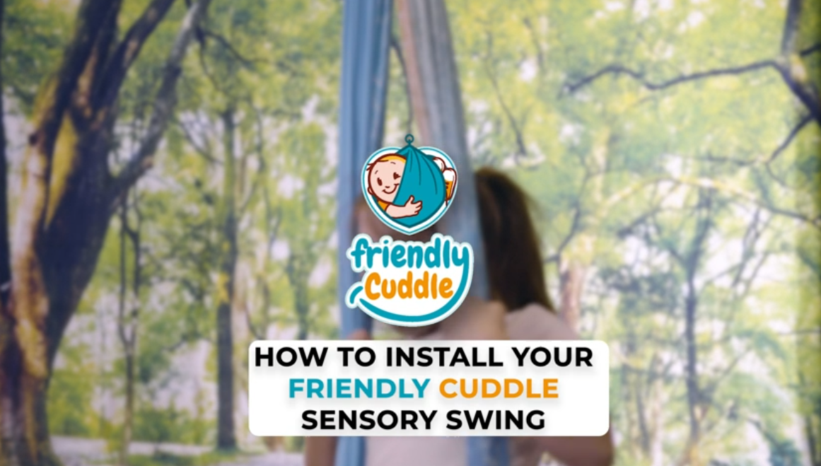 thumbnail video image 2 of Friendly Cuddle Sensory Swing for Kids & Adults Cocoon Hammock, Beach, 2 of 9