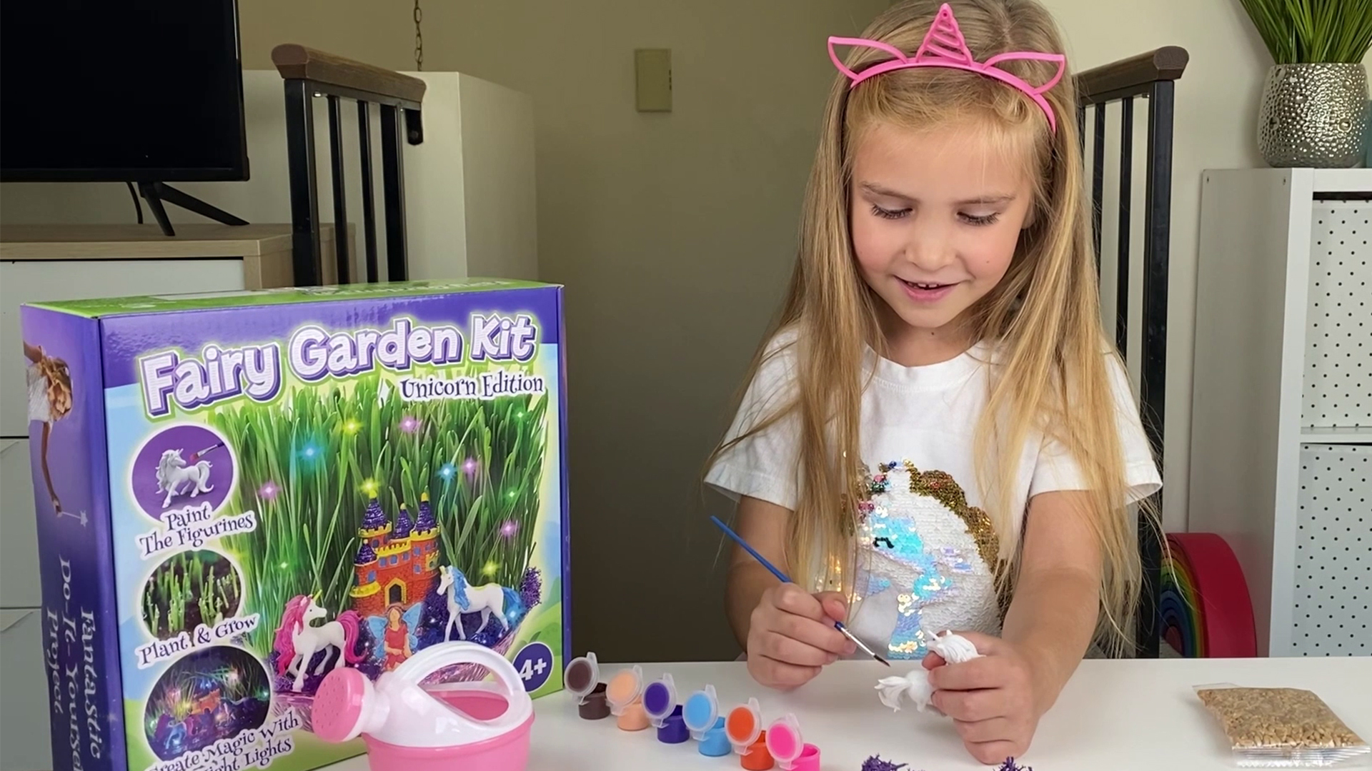 thumbnail video image 2 of Bloonsy Unicorn Fairy Garden Kit for Kids, Light Up Fairy Unicorn Terrarium Kit, Science STEM Toys Presents, Unicorn Arts and Crafts Project for Little Girls Age 4 5 6 7 8-12 Year Old Girl Gift, 2 of 8
