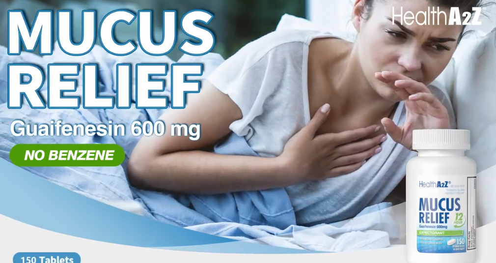thumbnail video image 2 of HealthA2Z® Mucus Relief | Guaifenesin 600 mg | 12 Hour | 150 Counts | No Benzene | Expectorant | Relieves Chest Congestion | Thins and Loosens Mucus | Extended Release, 2 of 11