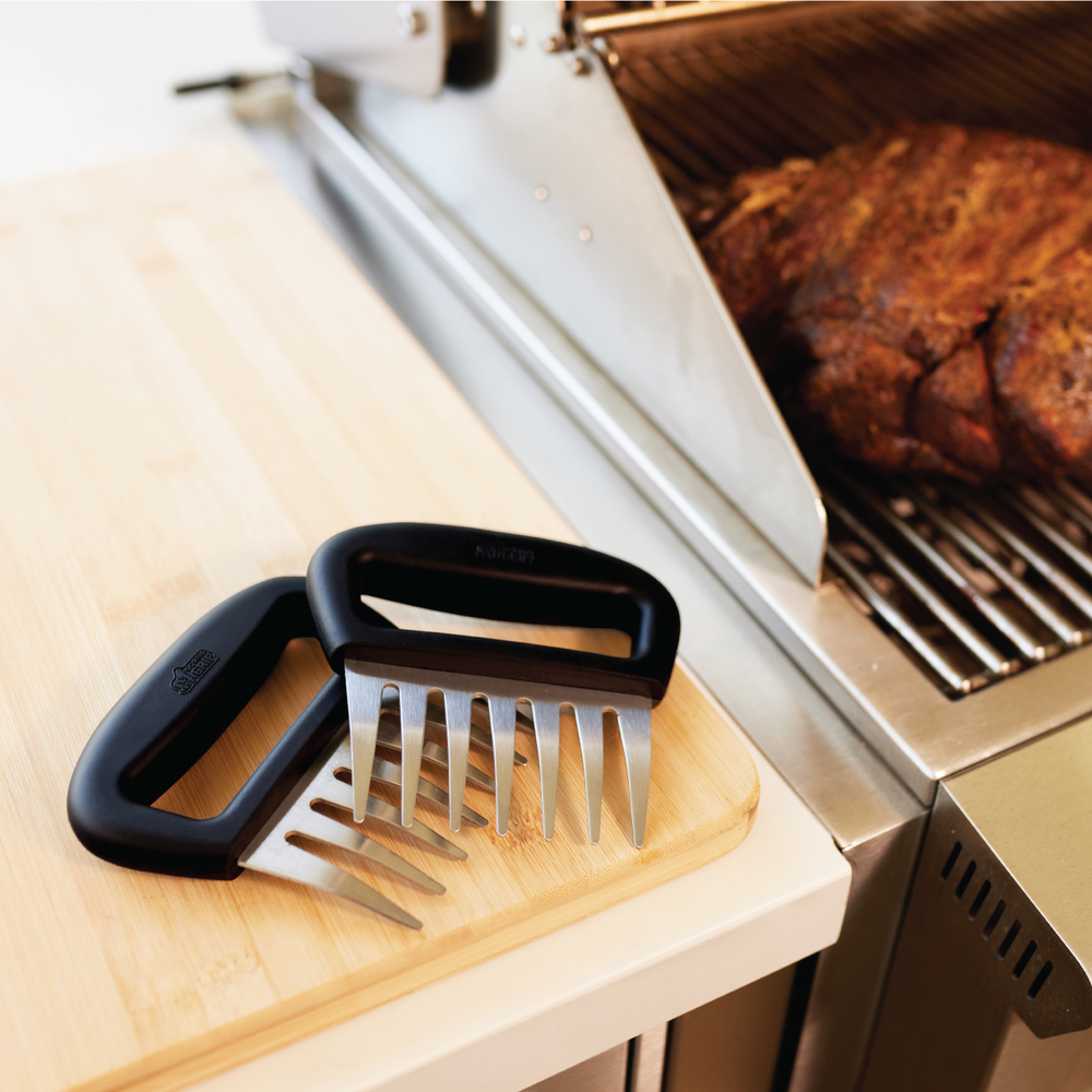 thumbnail video image 2 of Meat Claws for BBQ Grilling, 7 Claw Food Shredding Fork, Black Stainless Steel by Gorilla Grip, 2 of 10