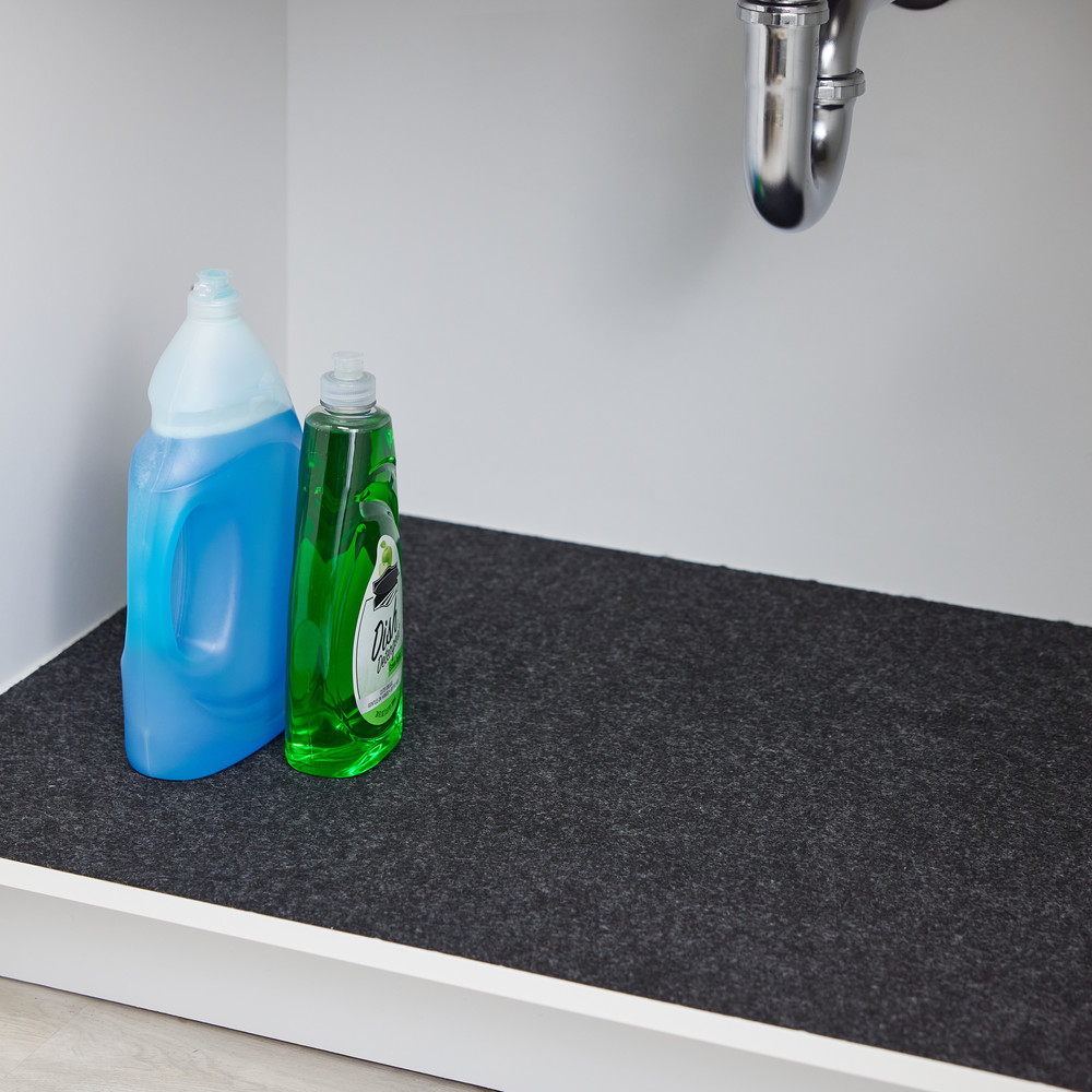 Vangostella Heavy Duty Silicone Under Sink Mat - 19x19" Waterproof Drip Tray With Raised Edge, White