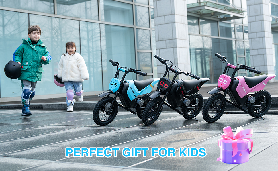 thumbnail video image 2 of HOVERMAX Electric Dirt Bike, 150W Electric Motorcycle 10MPH Max Speed, Ride On Toys motocross for Kids, 2 of 8