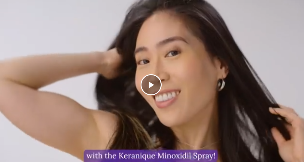 thumbnail video image 2 of Keranique Hair Regrowth Treatment Spray with 2% Minoxidil for Hair Growth & Thickening, 2 fl oz, 2 of 9