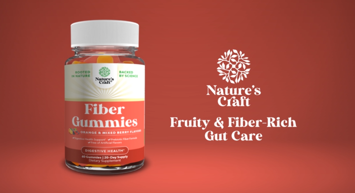 thumbnail video image 2 of Natures Craft Tasty Prebiotic High Fiber Orange & Mixed Berries Flavor Gummies for Adults - with Prebiotic Soluble Chicory Root - Non GMO Vegan Halal 60 ct, 2 of 10