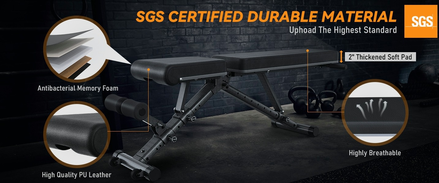 KURONO 90° Adjustable Weight Bench Workout bench,800LB
