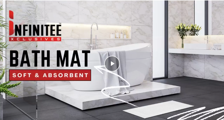 thumbnail video image 2 of Premium Cotton Banded Dark Grey Bath Mats Pack of 2, 22x34 inches [Not a Bathroom Rug] - Infinitee Xclusives, 2 of 14