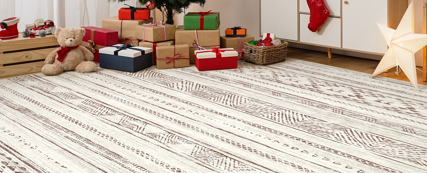 Large Living Room Area Rug 9x12: Soft Machine Washable Boho Moroccan
