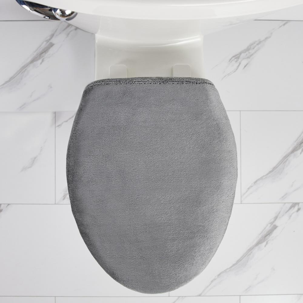 thumbnail video image 2 of GORILLA GRIP Toilet Lid Seat Cover, Memory Foam, Elastic Universal Fit for Standard Round, Champagne, 2 of 10