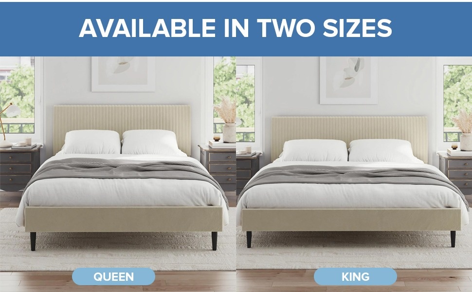 Mainstays Vera Upholstered Velvet Platform Bed, No Box