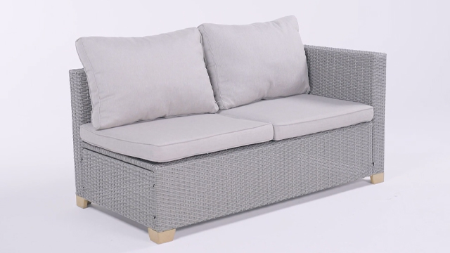 thumbnail video image 2 of Grand Patio Outdoor Wicker Patio Sofa, Left Armrest Love Seat , Gray, 2 of 8