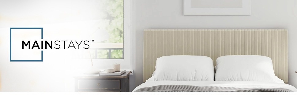 Mainstays Kelsey Upholstered Platform Bed Frame with Tufted