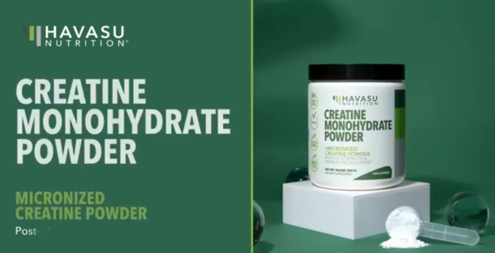 thumbnail video image 3 of Havasu Nutrition Micronized Creatine Monohydrate Powder for Men, Unflavored, 10.6 oz (60 Servings), 3 of 13