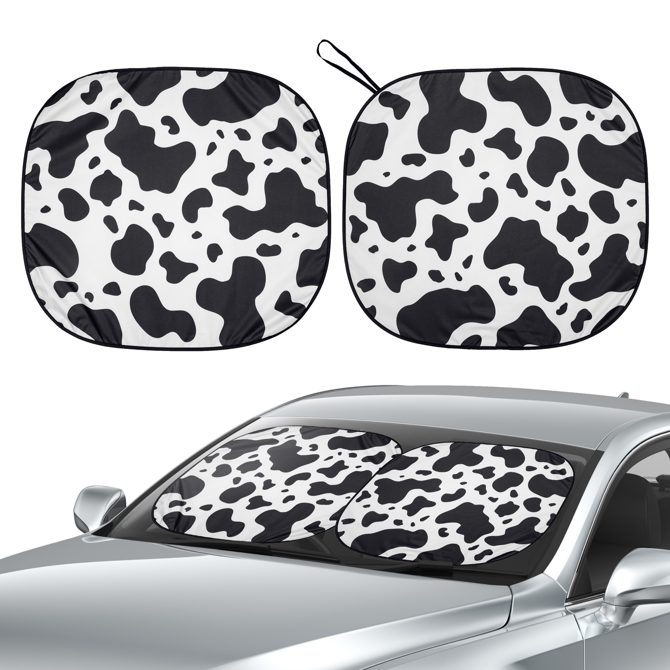 thumbnail video image 2 of Auto Drive  Universal Fit Paw Print Twist Sunshade 2 Pieces, 28 x 31.5 inches, 2 of 9