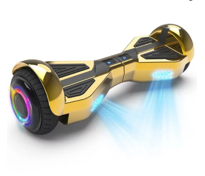 thumbnail video image 2 of Starship Hoverboard with Bluetooth Speaker, Chrome Color Self Balancing Scooters with Science Fiction Design and 6.5 inch LED Wheels, 2 of 8