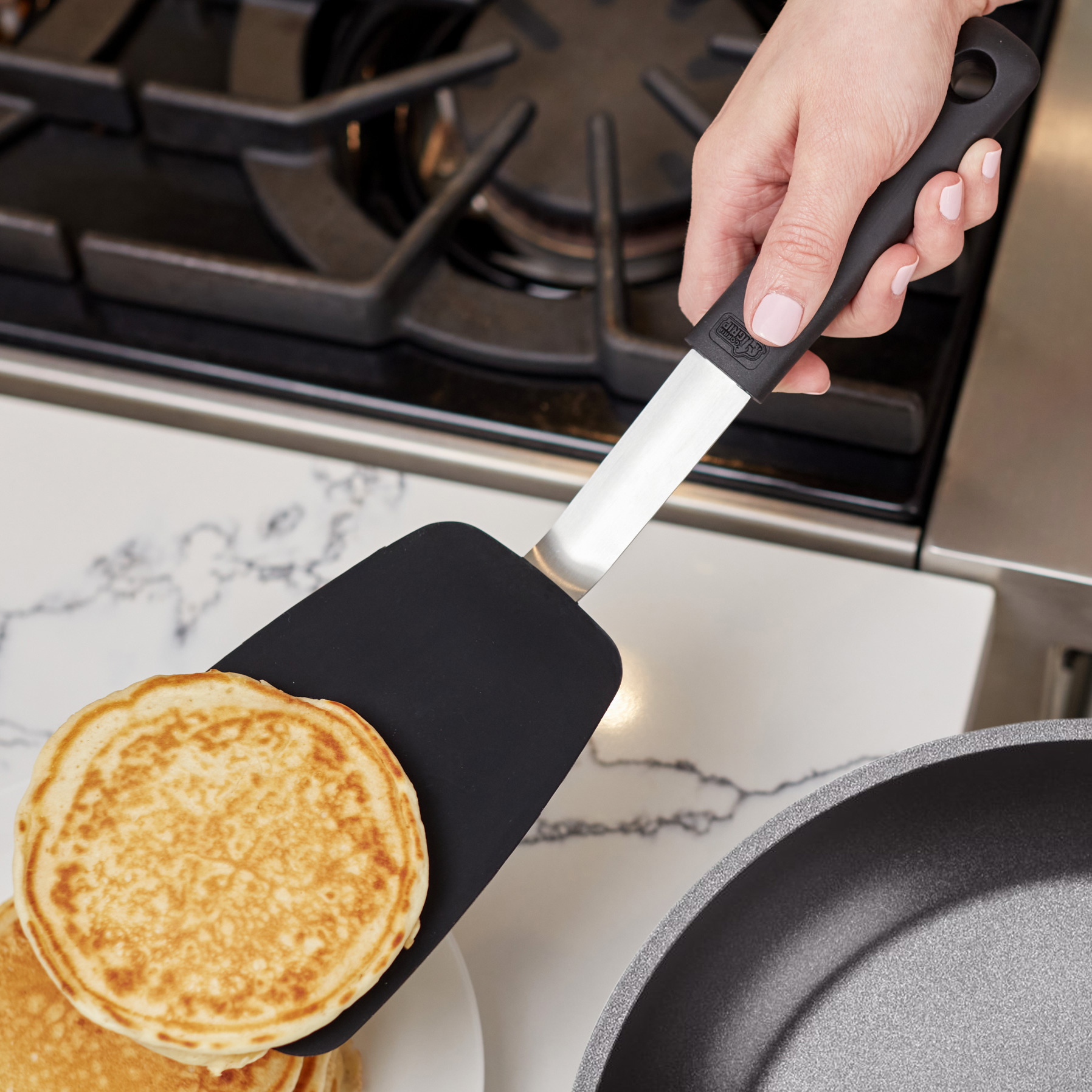 thumbnail video image 2 of GORILLA GRIP Patented Silicone Spatula, Nonstick Heat Resistant BPA-Free Non Scratch, 11.6 in, Gray, 2 of 9