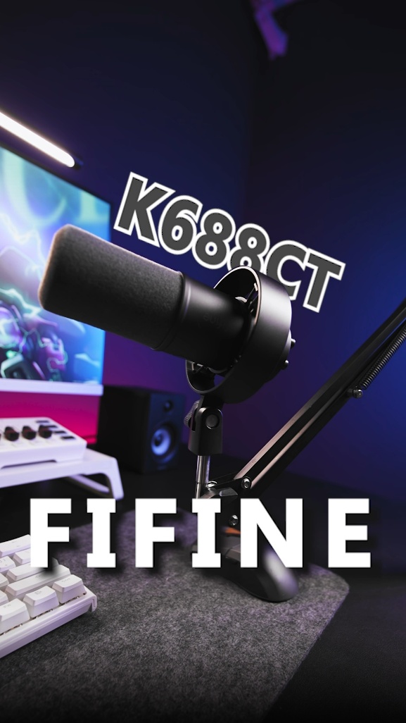 FIFINE K688 Dynamic Microphone with Boom Arm Stand, XLR USB Studio
