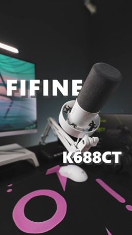 FIFINE K688CTW Dynamic Microphone with Boom Arm Stand, XLR USB