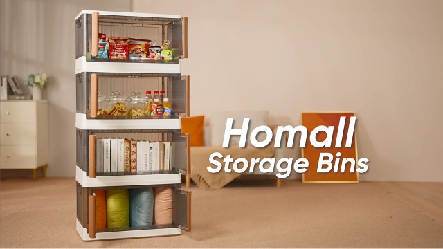 thumbnail video image 2 of Homall 4 Pack, 134QT, Collapsible Storage Bins with Lids, Folding Storage Box, Stackable Plastic Toys&Books Storage Containers with Wheels, Classroom Organizer, Living Room Closet, 2 of 11