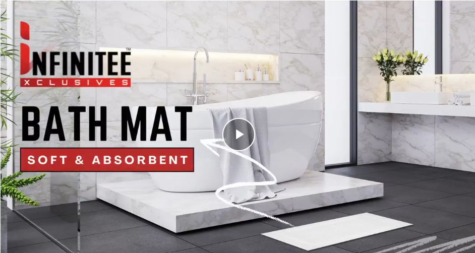 thumbnail video image 2 of Premium Cotton Banded White Bath Mats Pack of 2, 22x34 inches [Not a Bathroom Rug] - Infinitee Xclusives, 2 of 12