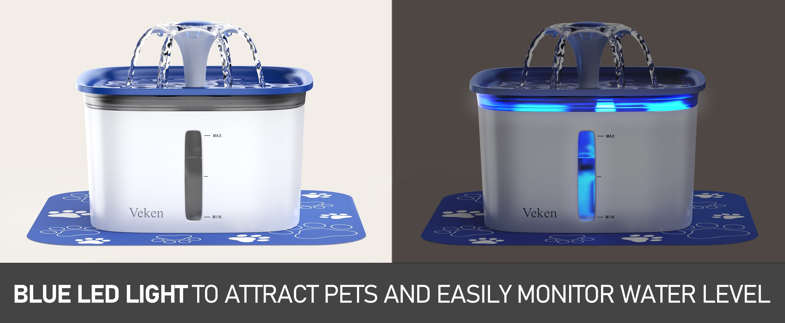 Veken Pet Fountain 95oz/2.8L Automatic Water Dispenser with 5