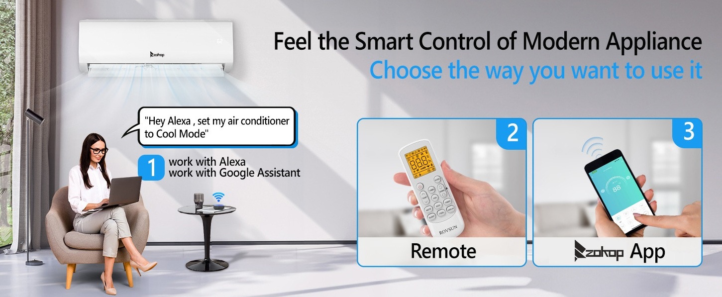 Ktaxon 3 Zone WIFI Mini Split AC/Heating System, 19 SEER