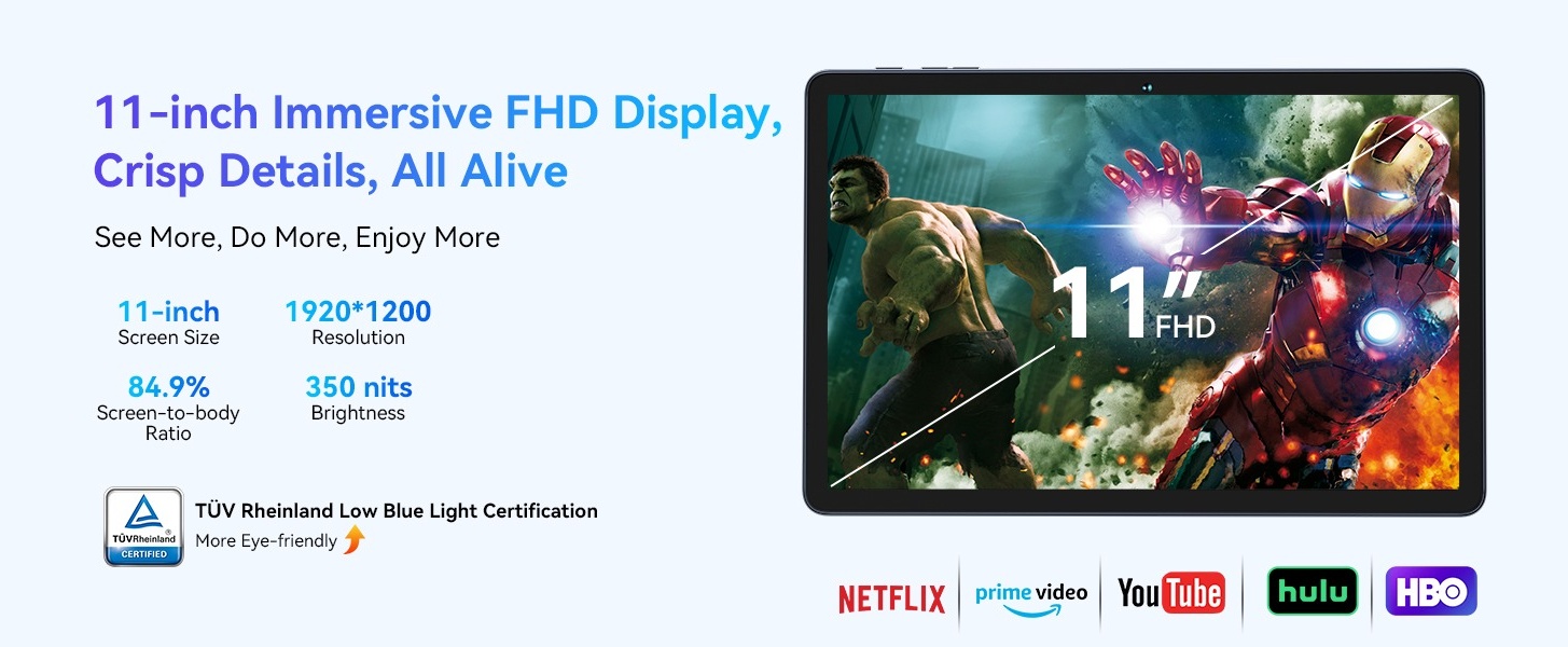 Tablet Android 15 Tablet-11 Inch FHD Display, 24GB RAM 256GB ROM