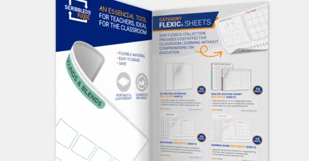 thumbnail video image 2 of Scribbledo Lined Small Dry Erase Sheets, Ruled Double-Sided Desk Student Worksheet , 9” x 12”, 10-Pack, 2 of 9