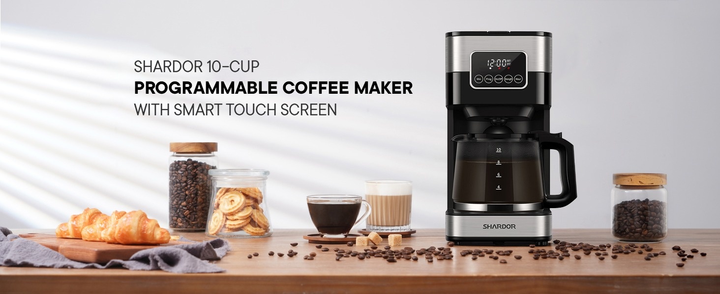 GDOR, 10-Cup Programmable Coffee Maker, with Built-in Filter, Silver -  Walmart.com