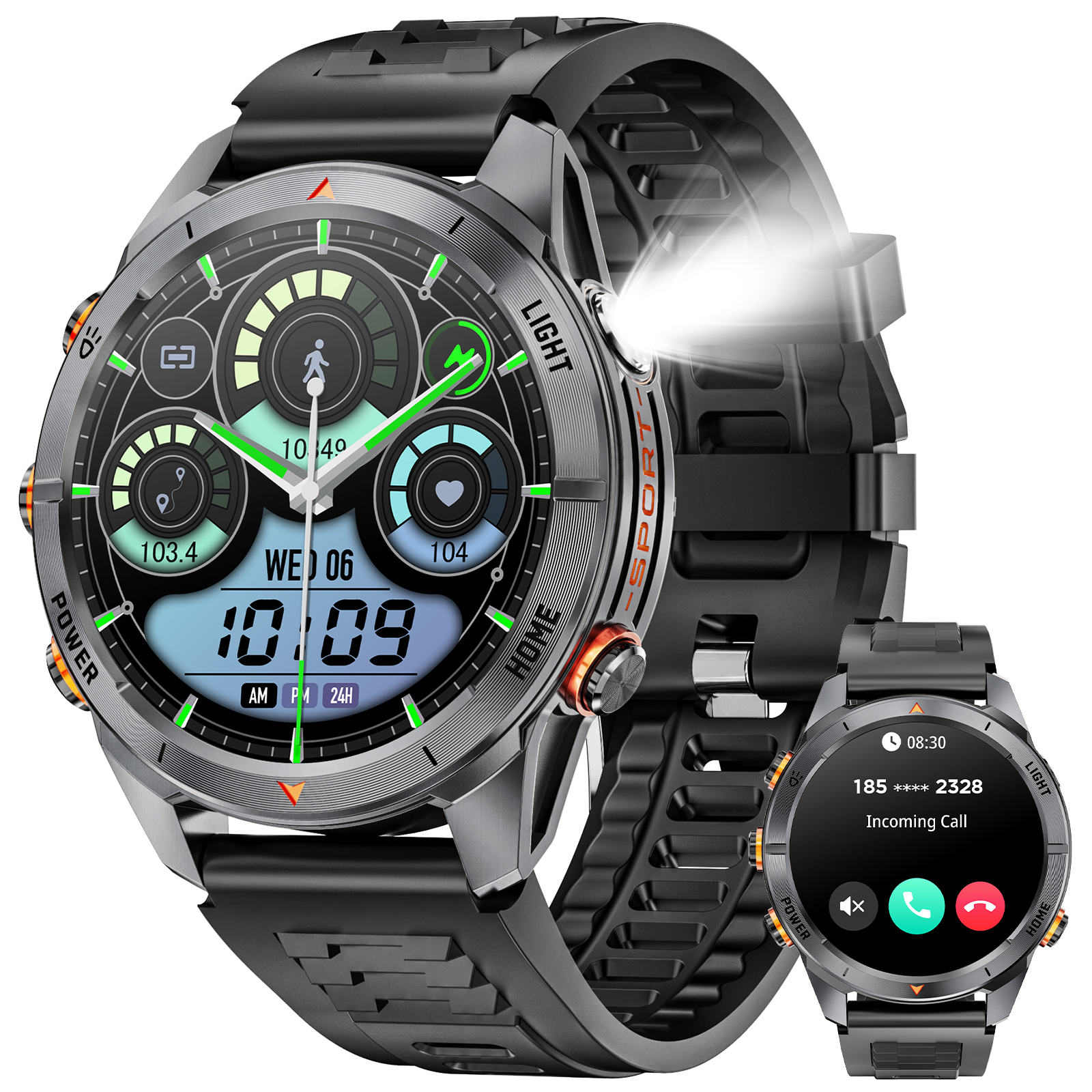 Haulvean 1.43-inch AMOLED Military Smart Watch for Men, Outdoor