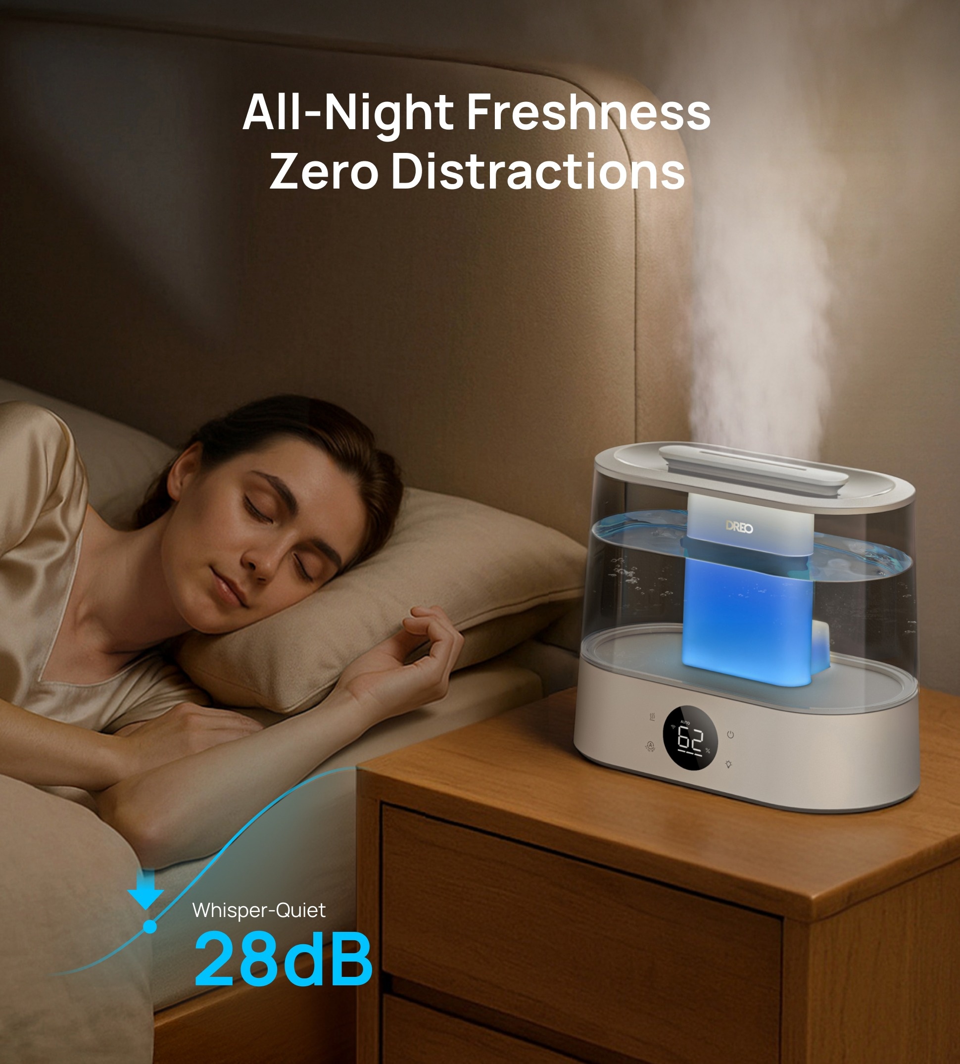 DREO Smart Humidifier for Room, 4L Cool Mist Top-Fill