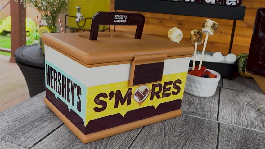 thumbnail video image 2 of Mr. Bar-B-Q Hershey's S'mores Snack Box Multicolor Plastic Food Storage Container, 1 Count, 2 of 10