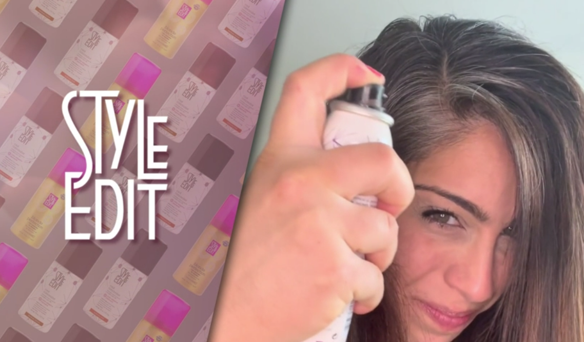 thumbnail video image 2 of Style Edit Travel Hair Root Spray Cover Up Gray Hair Concealer Temporary Dye 0.75 oz Light Brown, 2 of 9