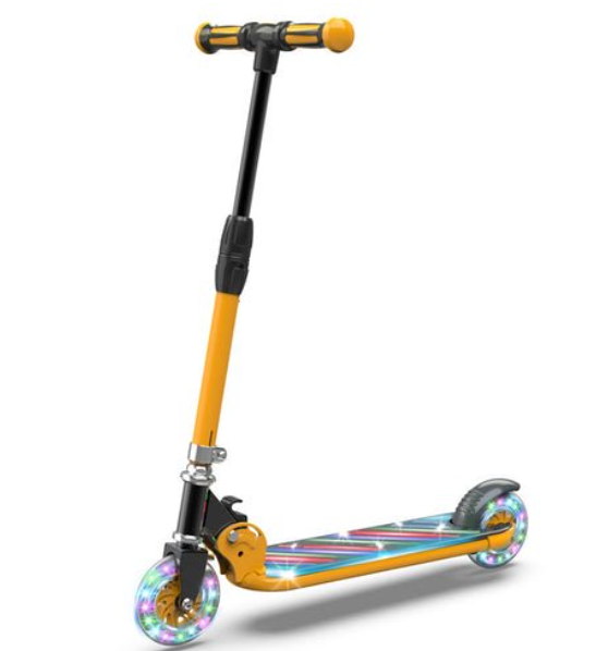 thumbnail video image 2 of HOVERSTAR Kick Scooter for Kids, LED Light Up Wheels and Pedal, 3 Adjustable Height(27, 29, 31inch) Suitable for Children of More Ages, 2 of 6
