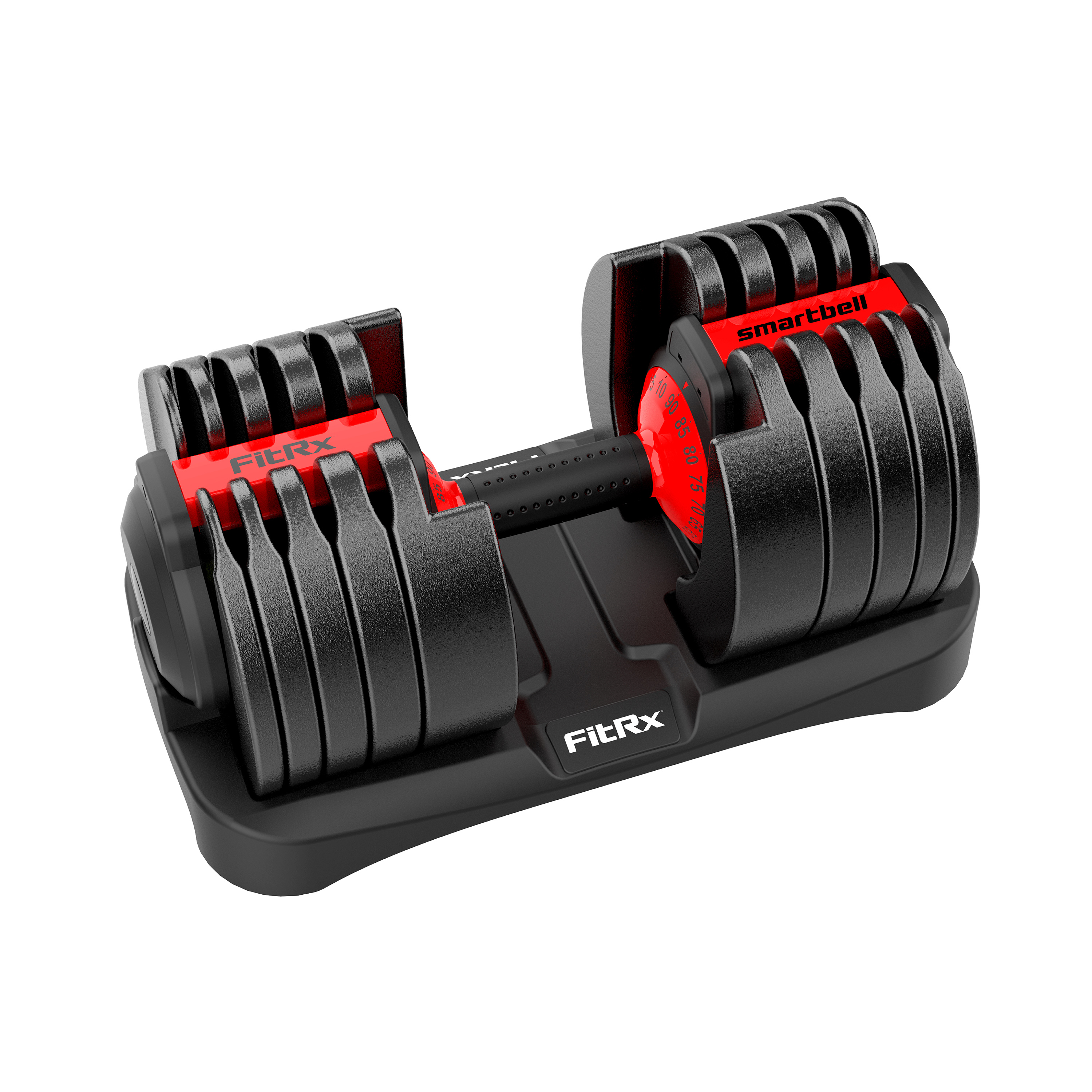 FitRx Adjustable Dumbbells Set, 5-52.5 lbs., Quick Select, Black