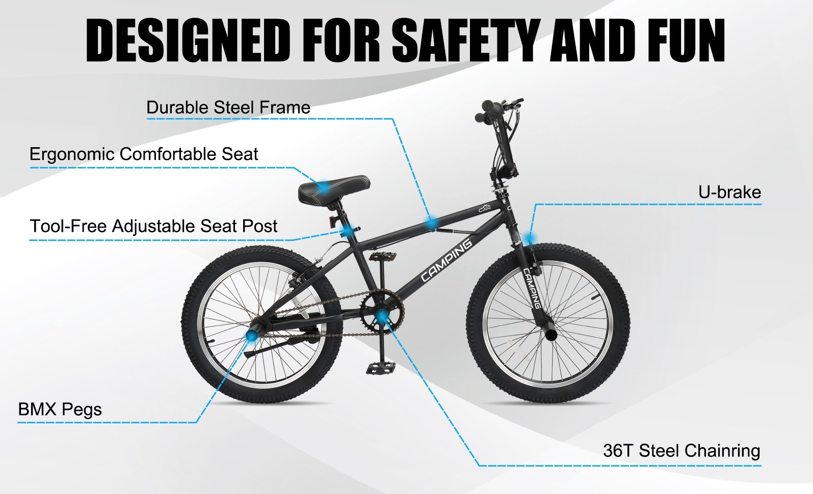 Ktaxon 20in BMX Bike, Beginner Trick Bicycle with Hi-Ten Steel