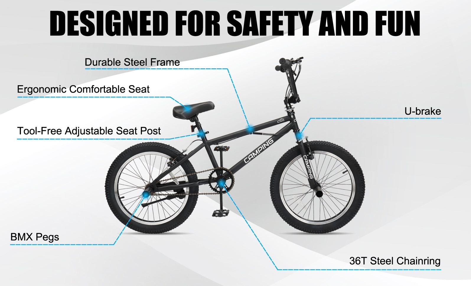 Ktaxon 20in BMX Bike, Beginner Trick Bicycle with Hi-Ten Steel