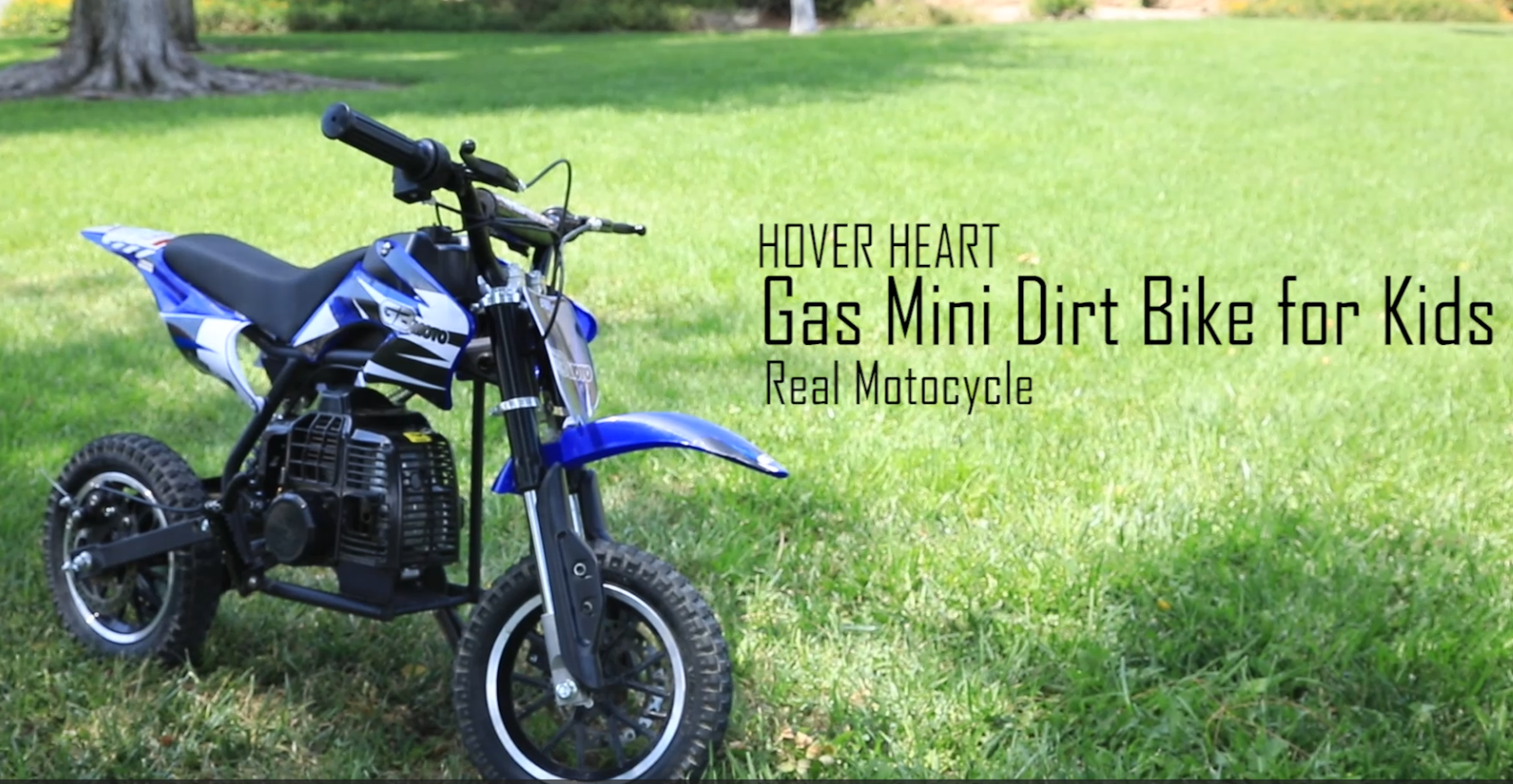 thumbnail video image 2 of Kids Mini 50CC Gas Dirt Bike, DB1 Model 2 Stroke Ride on Bike with Off-Road Tire, Shocks, Pull Start, Oil Mixed Required, Support Up to 165lbs, 2 of 8