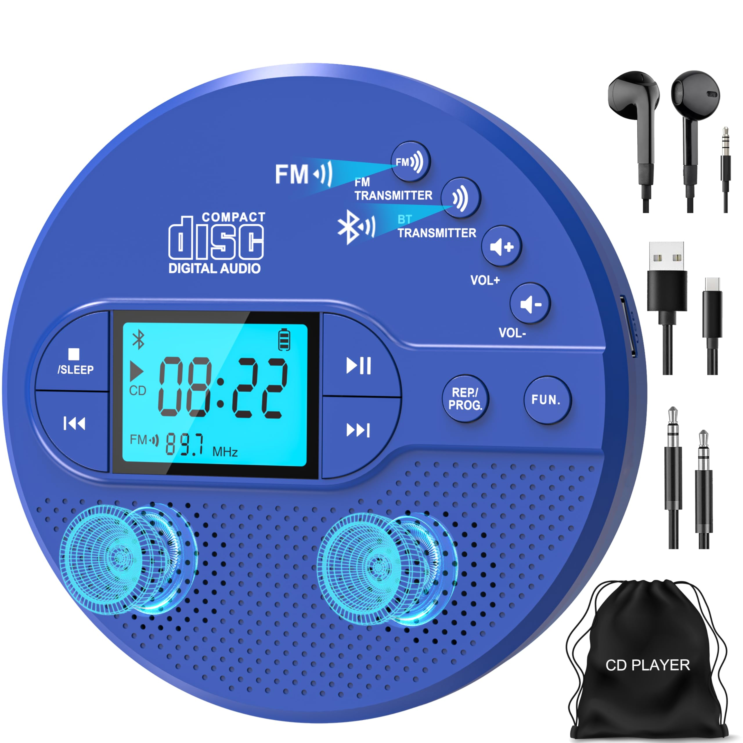 Metronic Eden Portable CD Player, Bluetooth, MP3 with USB Port, Micro SD Card Player, CD Radio - Pink - 477185
