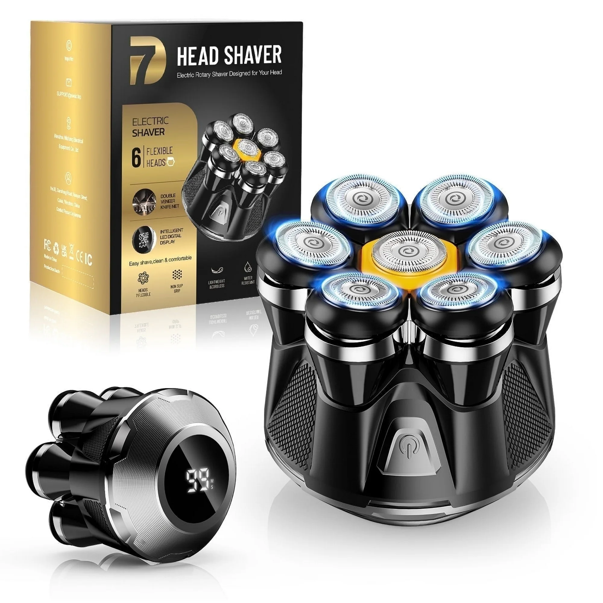 BarberBoss QR-2025 7D Bald Head Shaver For Men: Magnetic Rotary Shaver - View #12
