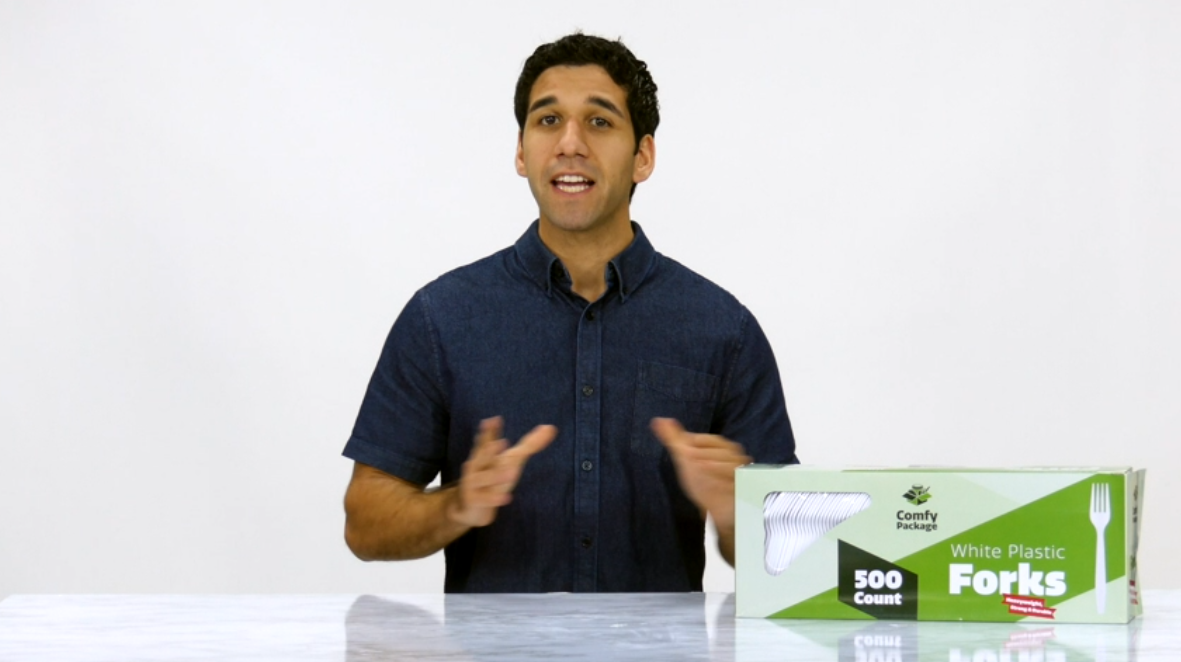 thumbnail video image 2 of Pantry Value Plastic Forks Medium Weight - White (1000 Count), 2 of 6