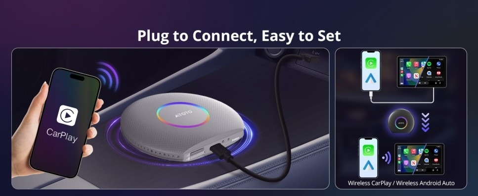 ATOTO Carplay Ai Box Gen 2 AI Smart Box 4G+64G Wireless CarPlay