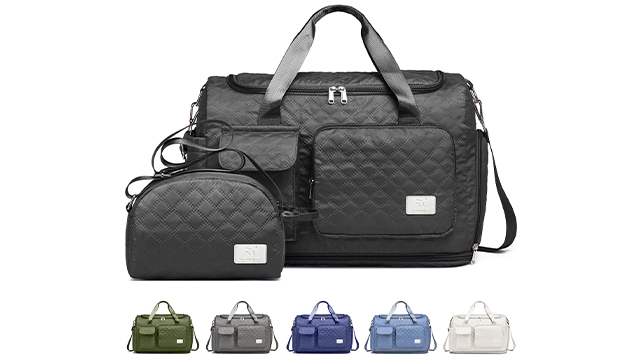 thumbnail video image 2 of Joyway 2-Piece Expandable Foldable Duffle Bag Set with Wet Pocket and Shoe Compartment, Waterproof Travel and Gym Bags for Men & Women, 2 of 9