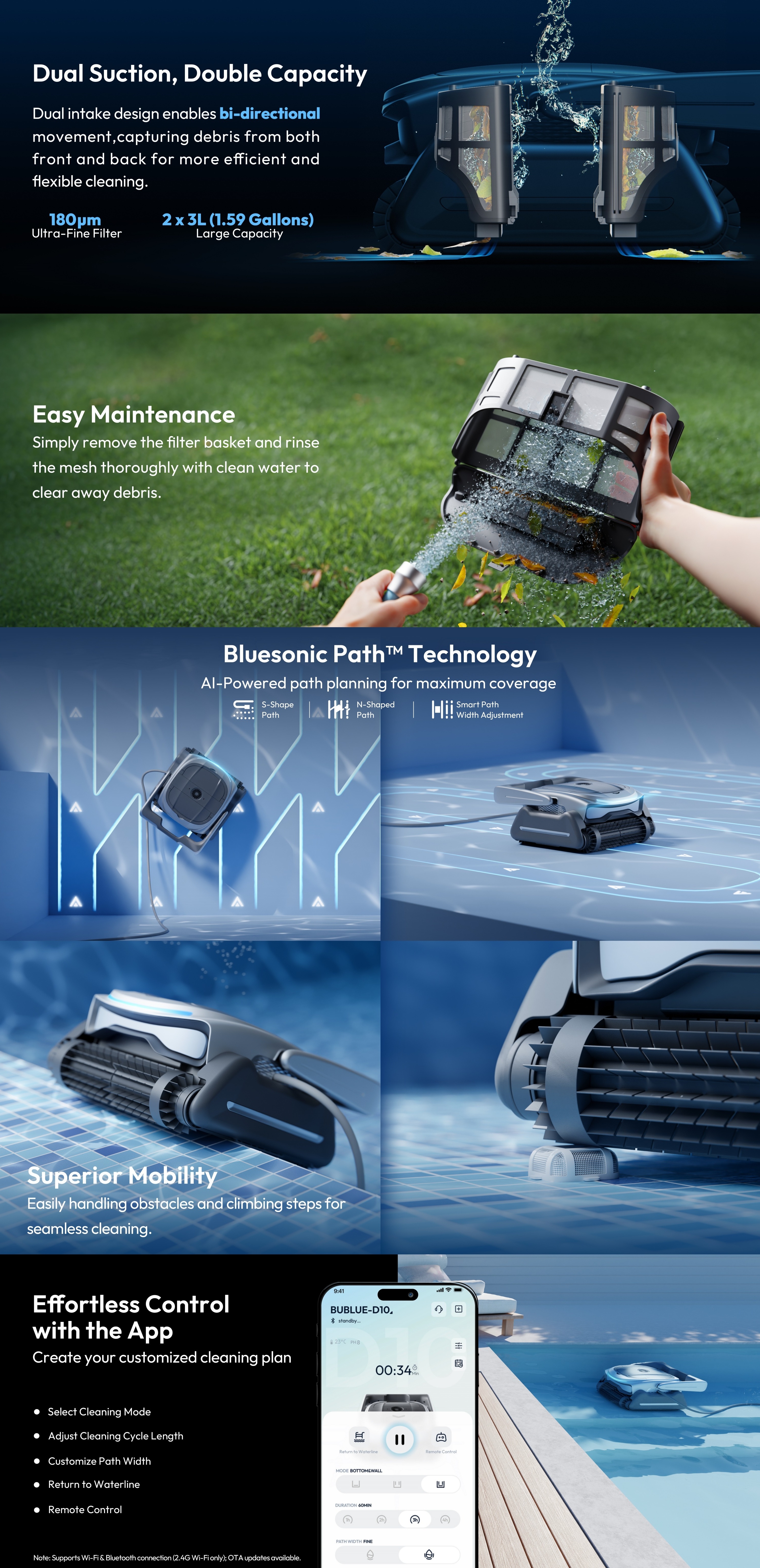 Bubot 800P Smart Automatic Robot Pool Cleaner - No Charging