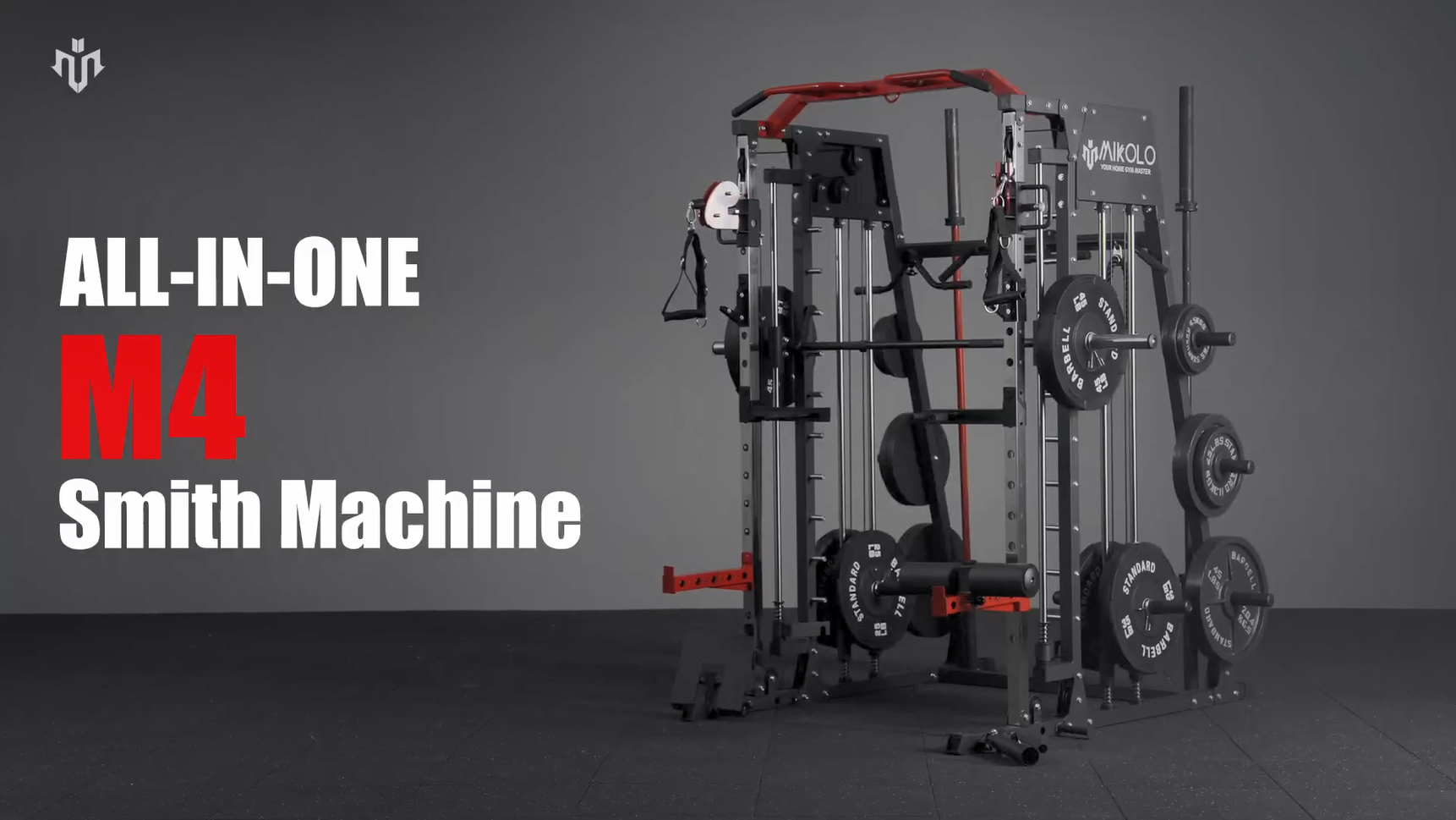 thumbnail video image 2 of Mikolo Smith Machine Home Gym, 2200 lbs Power Rack Cage with Cable Crossover, Power Rack with 1200LB Capacity Adjustable Weight Bench and 370 lbs Weight Plate, Total Body Strength Training Equipment, 2 of 15