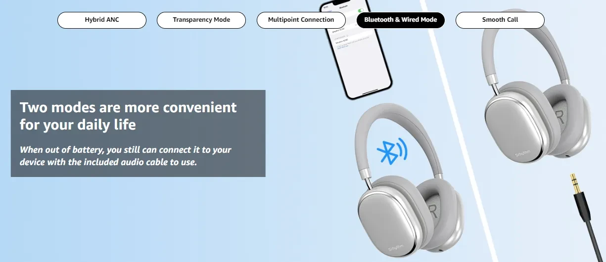 Srhythm NC95 Hybrid Noise Cancelling Bluetooth Headphones Srhythm NC95 Hybrid Noise Cancelling Bluetooth Headphones